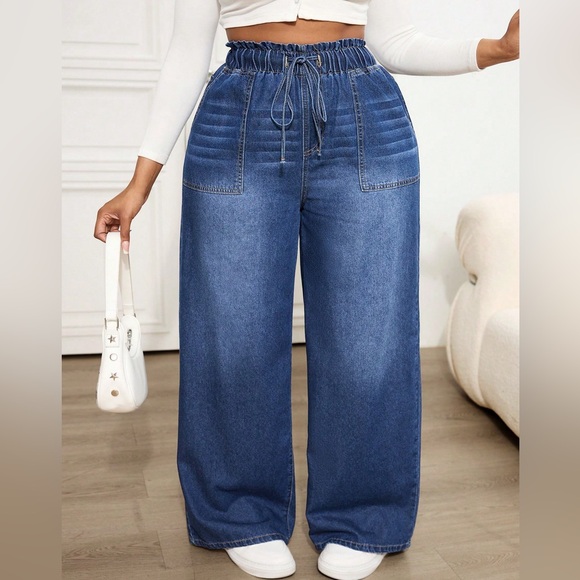 Blue Wide-Leg Women Jeans - Picture 8 of 9